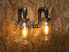 E27 Double arm Black industrial iron pipe wall light with Kilner jars