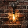 E27 Black industrial downlight iron pipe wall light with cage
