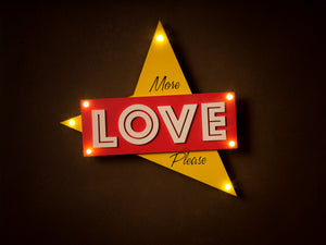 Pop art style "More love please" LED Light - retro Lamp