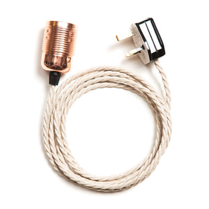 Fabric Twisted Flex Cable Plug In Pendant Lamp Light with Copper E27 Lampholder
