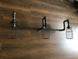 Rustic industrial black iron pipe caged wall Lighting - Free UK postage