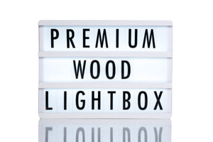 Premium Wooden A4 Cinematic LightBox with Black and White Letters, USB Cable inc