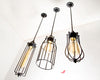 Single Black caged ceiling light pendants - choice of cages