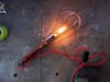 plug in E27 Copper cage lamp with wooden handle & hook
